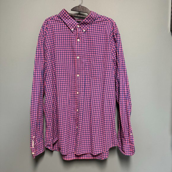 American Eagle Outfitters Other - American Eagle Men's XXL Shirt‎ Gingham Long Sleeve Seriously Soft Pink Blue